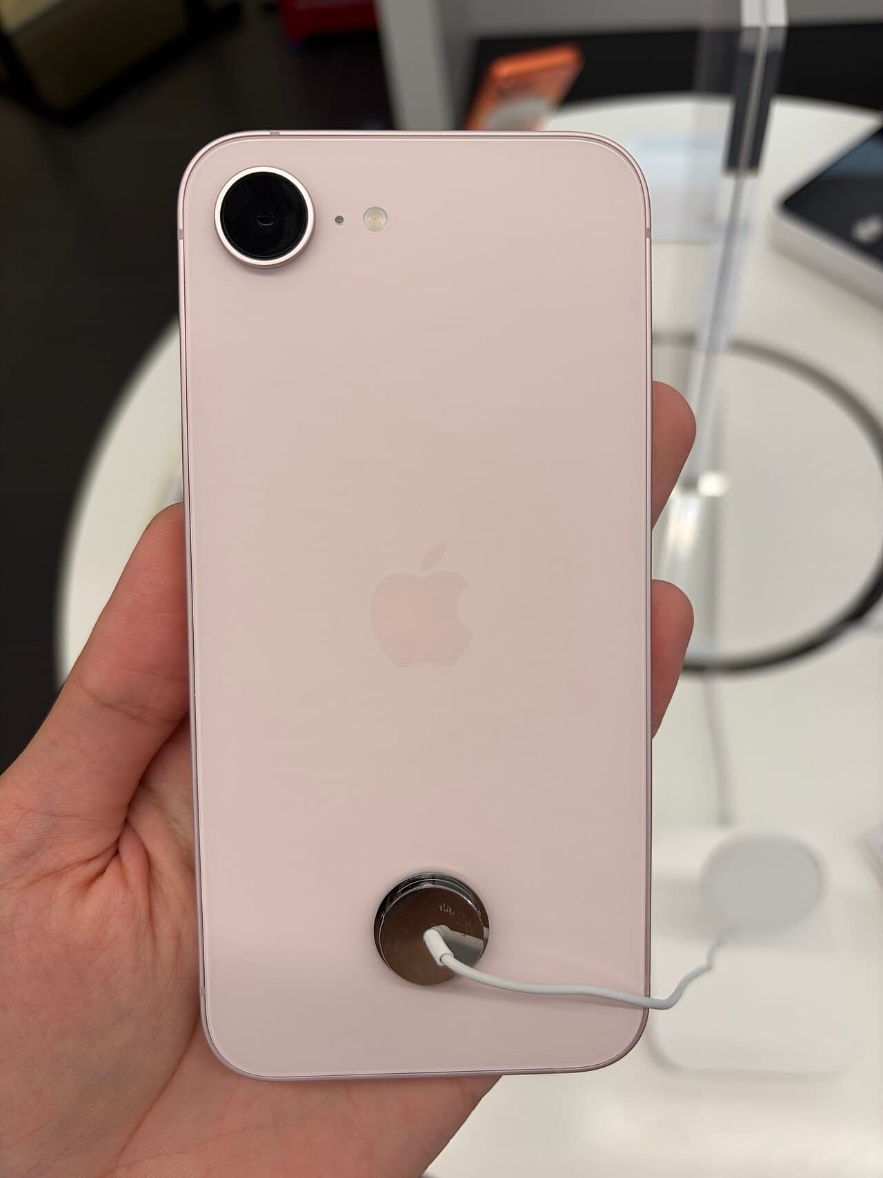 Back of the iPhone 17e in Soft Pink